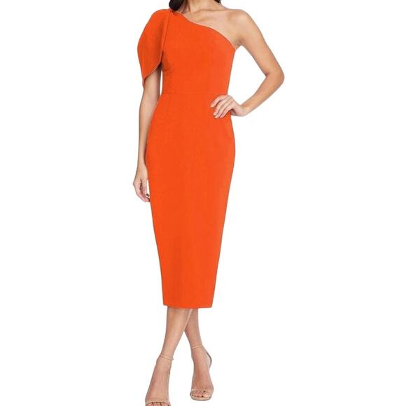 Dress the Population Women's Dress Tiffany One Shoulder Midi Sheath Size S NWT - Picture 1 of 9